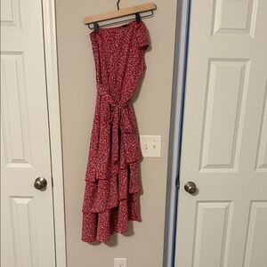 Amazon Women's One Shoulder Floral Dress in Red